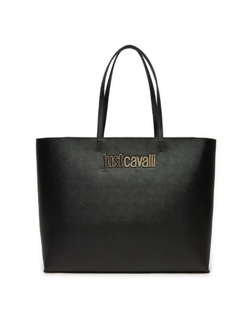 Borsa shopper con logo metallico e fodera a contrasto 78RA4BB9 Just Cavalli