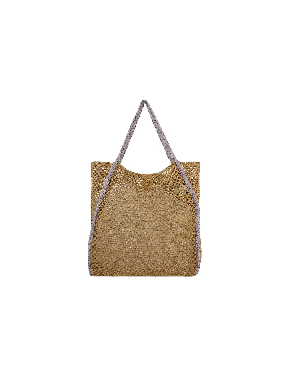 Borsa mare in paglia con dettagli a contrasto e nappa FA25-A056LC F**K