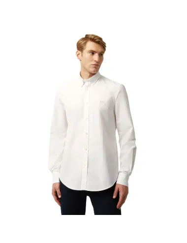 Camicia uomo in popeline di cotone tinta unita e ricamo bassotto CR1043N11759M Harmont&Blaine