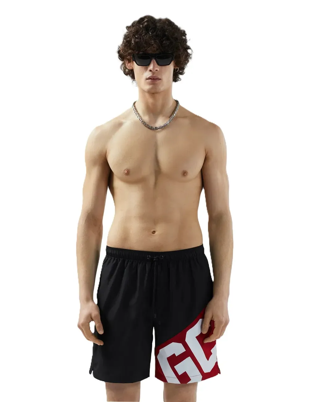 Boxer mare lungo uomo con banda logata B1EM3900AW1 GCDS