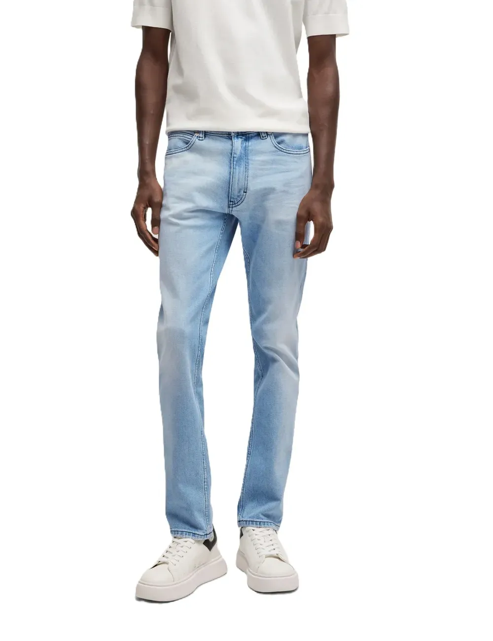Jeans uomo elasticizzato slim fit e lavaggio chiaro 50537701 Hugo