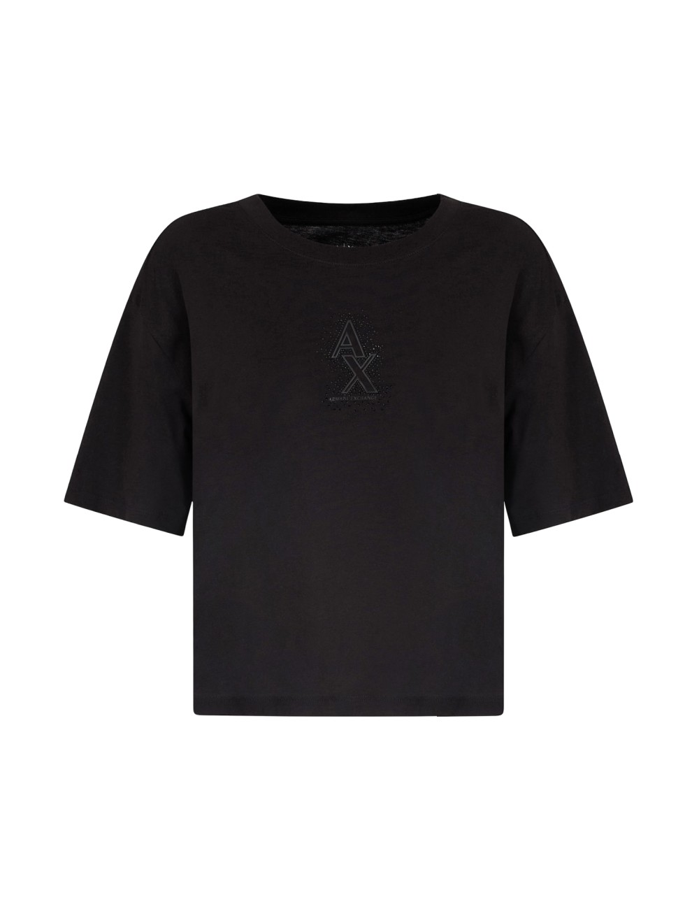 T-shirt donna cropped in cotone con logo di strass XW000102AF10359 A|X Armani Exchange
