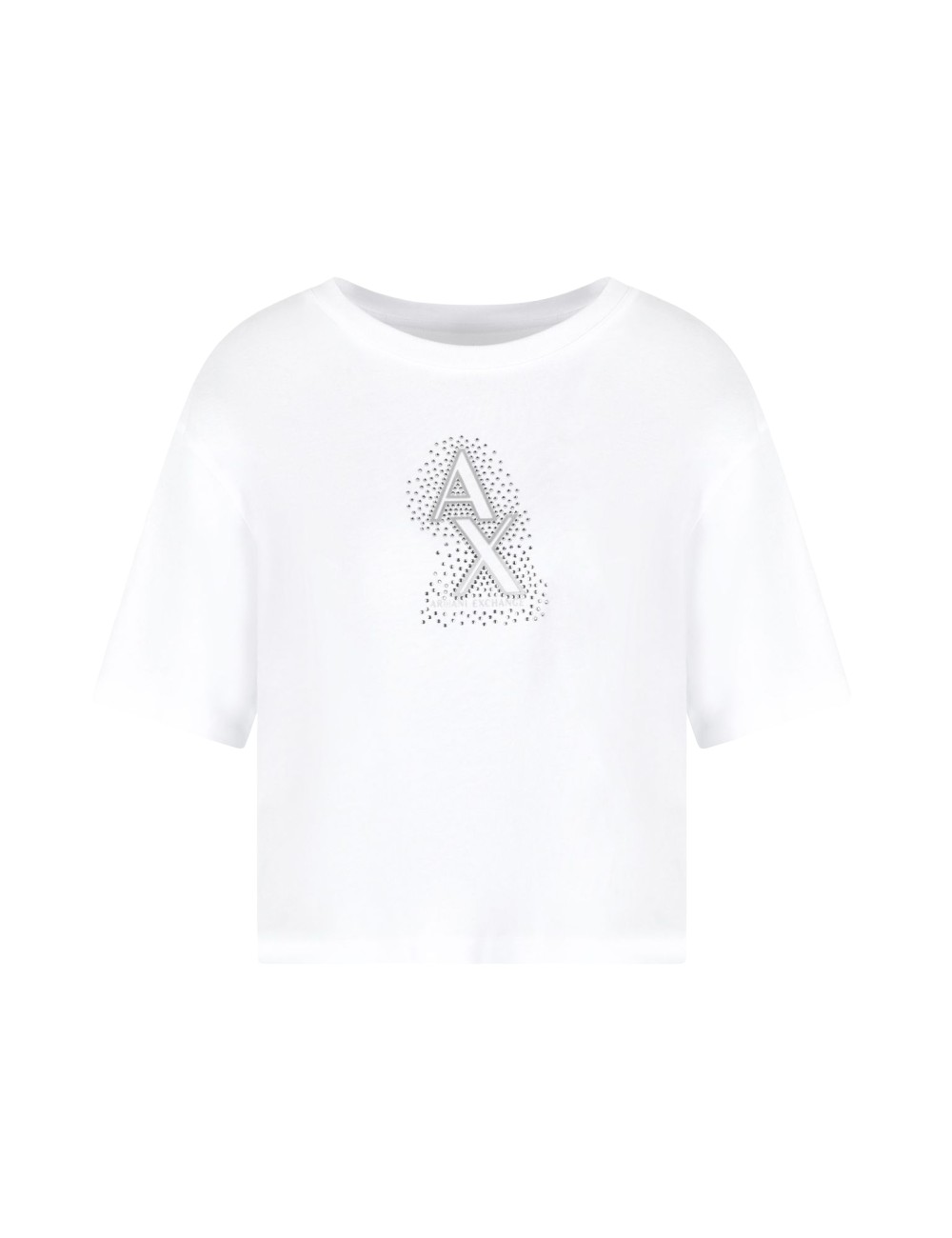 T-shirt donna cropped in cotone con logo di strass XW000102AF10359 A|X Armani Exchange T-shirt donna cropped in cotone con logo di strass XW000102AF10359 A|X Armani Exchange