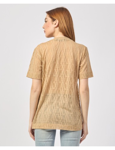 T-shirt donna maniche corte dettaglio trasparenze e logo all over XW000513AF10835 A|X Armani Exchange
