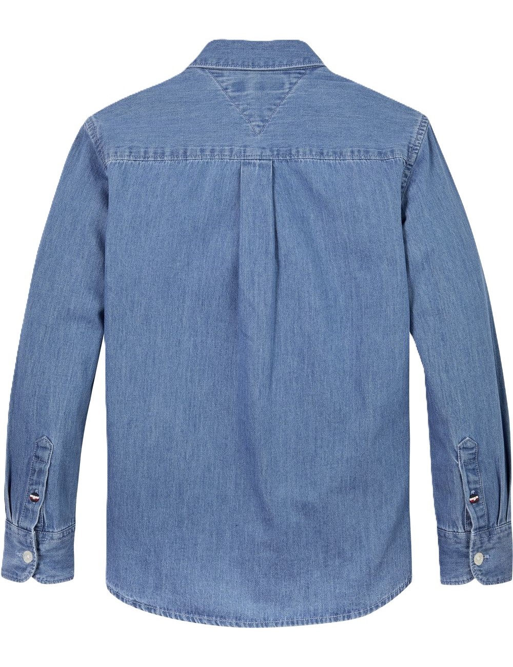 Camicia bambino manica lunga in denim con logo bandiera KB0KB09606 Tommy Hilfiger