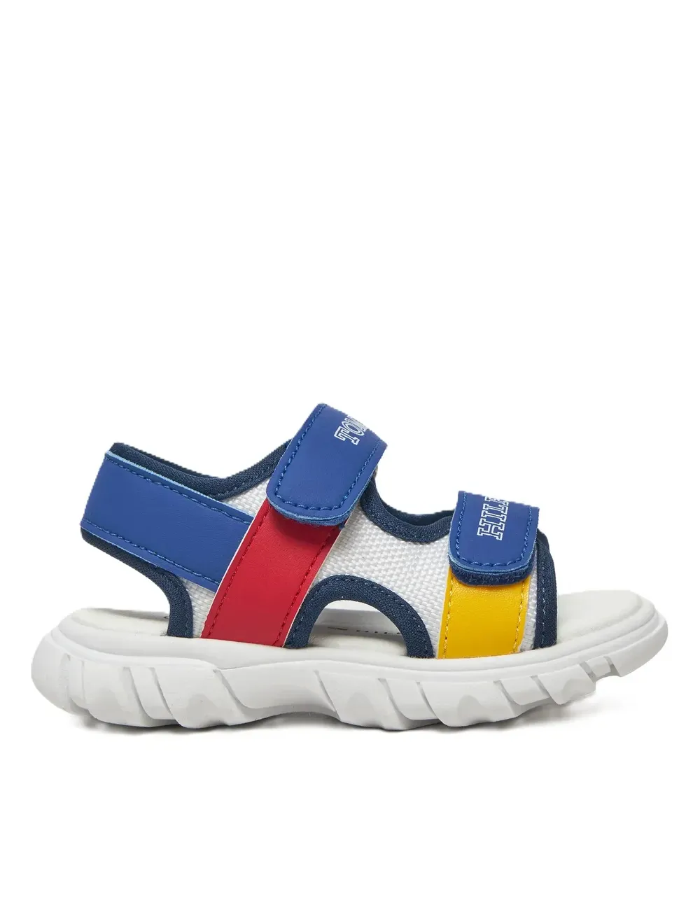 Sandali bambino in ecopelle e tessuto con strappi, logo e dettagli color block T1B2-33897-1591 Tommy Hilfiger