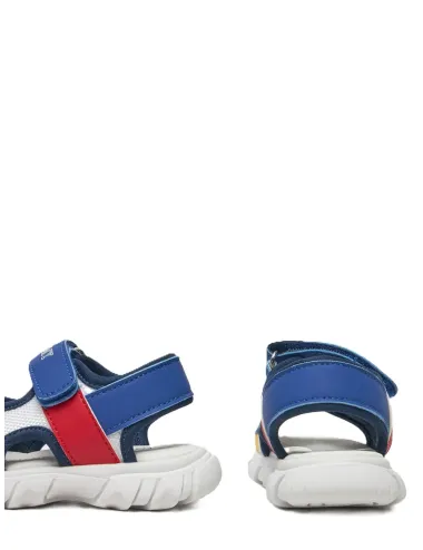 Sandali bambino in ecopelle e tessuto con strappi, logo e dettagli color block T1B2-33897-1591 Tommy Hilfiger