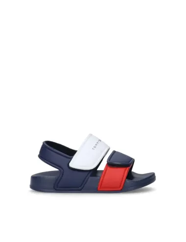 Sandali bambino in ecopelle con strappi e dettaglio bandiera T1X2-33913-1172 Tommy Hilfiger