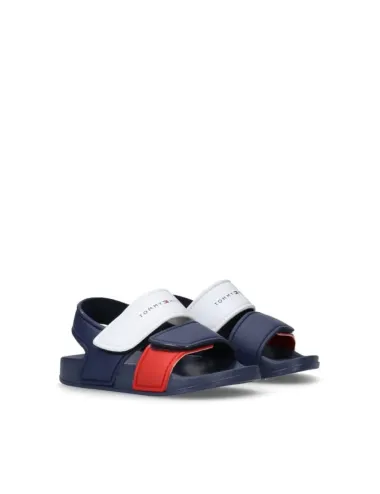 Sandali bambino in ecopelle con strappi e dettaglio bandiera T1X2-33913-1172 Tommy Hilfiger