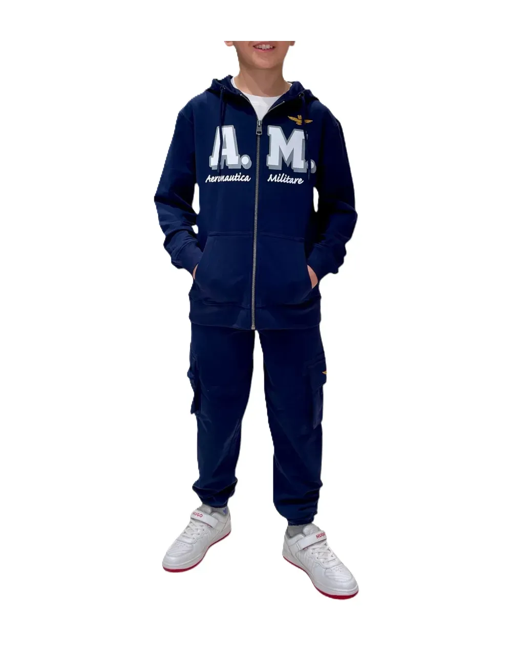 Tuta bambino in cotone con zip e cappuccio 251TF0006A Aeronautica Militare