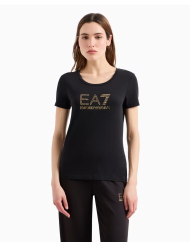 T-Shirt donna in misto cotone e modal Maxi Logo Evolution con dettaglio strass 8NTT67TJDQZ EA7 Emporio Armani
