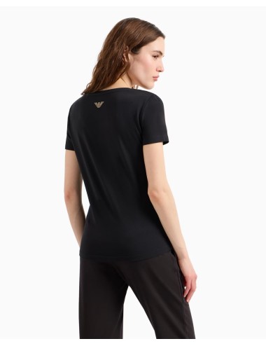 T-Shirt donna in misto cotone e modal Maxi Logo Evolution con dettaglio strass 8NTT67TJDQZ EA7 Emporio Armani