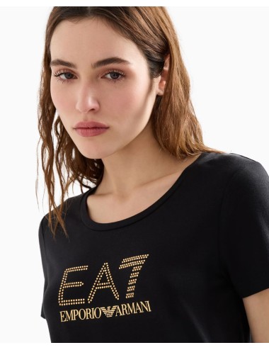 T-Shirt donna in misto cotone e modal Maxi Logo Evolution con dettaglio strass 8NTT67TJDQZ EA7 Emporio Armani