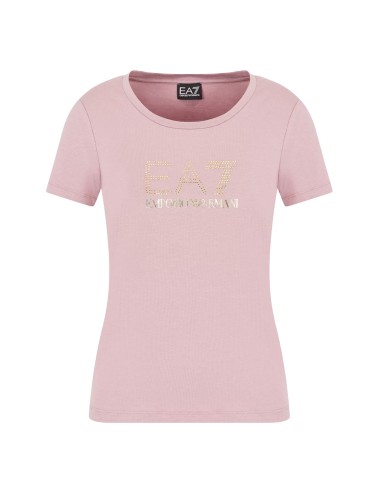 T-Shirt donna in misto cotone e modal Maxi Logo Evolution con dettaglio strass 8NTT67TJDQZ EA7 Emporio Armani