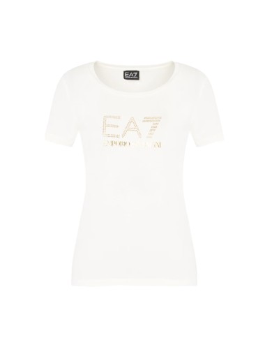 T-Shirt donna in misto cotone e modal Maxi Logo Evolution con dettaglio strass 8NTT67TJDQZ EA7 Emporio Armani