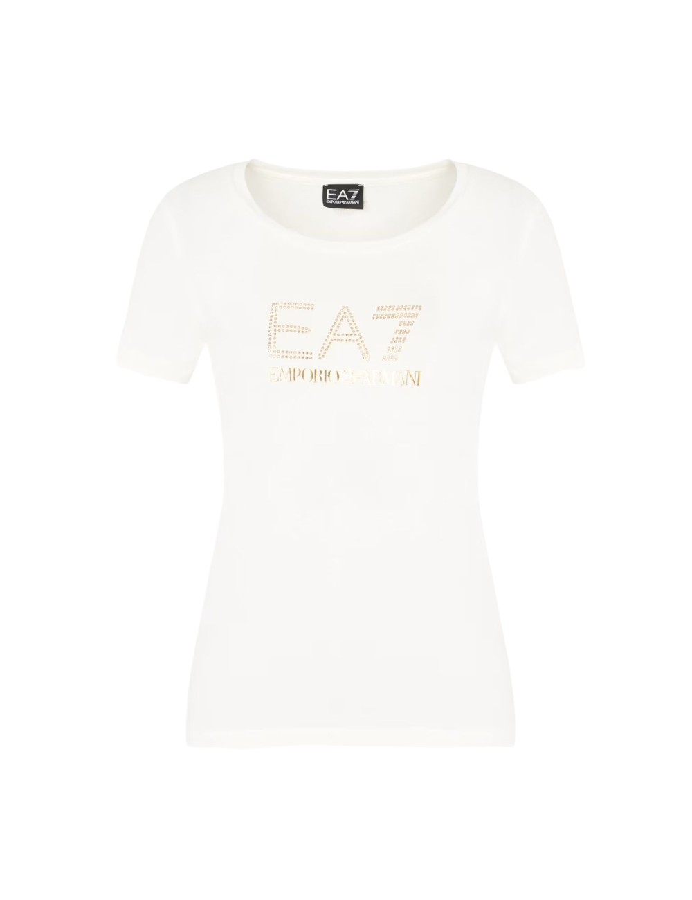 T-Shirt donna in misto cotone e modal Maxi Logo Evolution con dettaglio strass 8NTT67TJDQZ EA7 Emporio Armani T-Shirt donna in misto cotone e modal Maxi Logo Evolution con dettaglio strass 8NTT67TJDQZ EA7 Emporio Armani