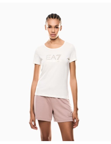 T-Shirt donna in misto cotone e modal Maxi Logo Evolution con dettaglio strass 8NTT67TJDQZ EA7 Emporio Armani
