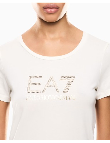 T-Shirt donna in misto cotone e modal Maxi Logo Evolution con dettaglio strass 8NTT67TJDQZ EA7 Emporio Armani