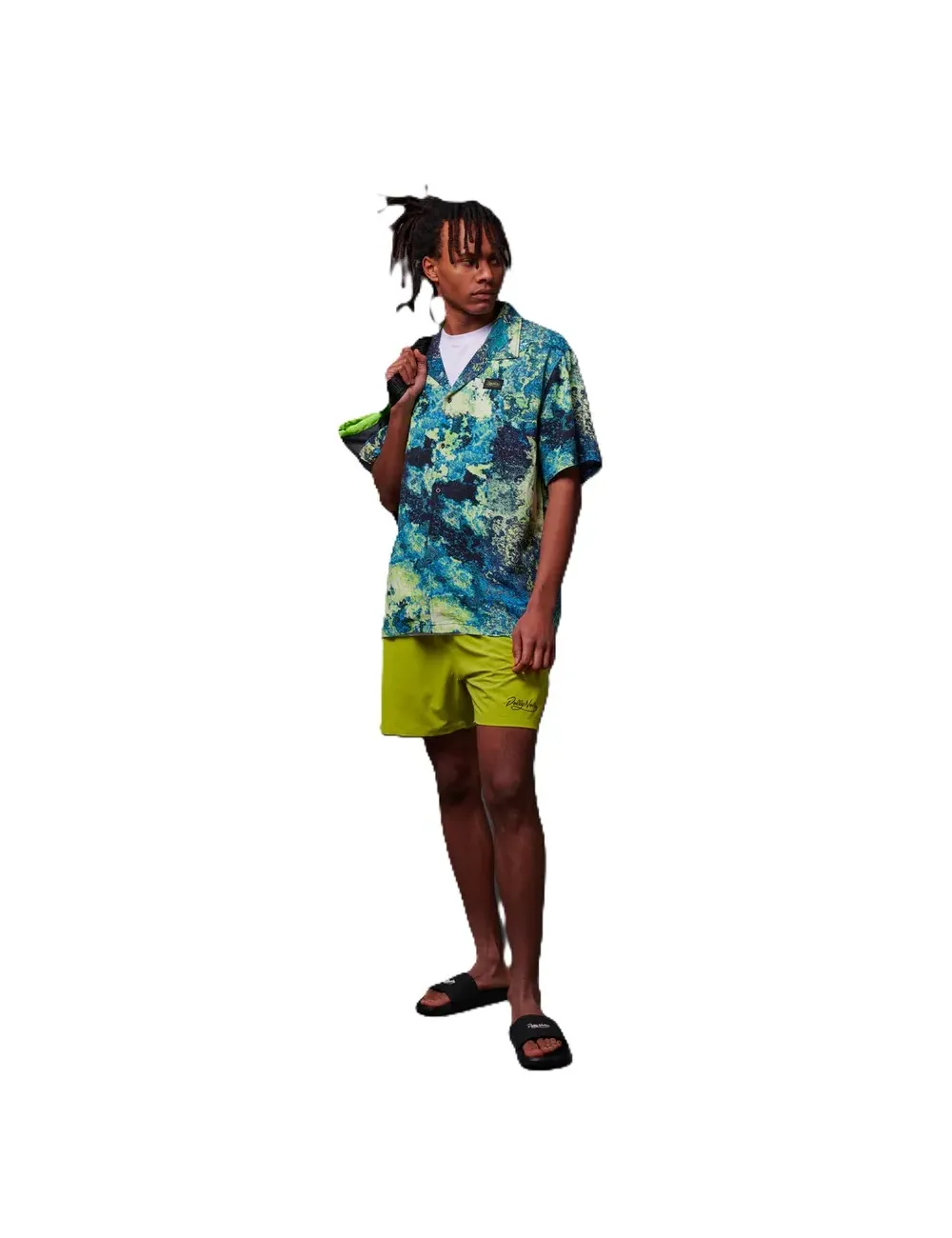 Camicia uomo bowling manica corta in viscosa Adrift Chemical sh931-cc Dolly Noire