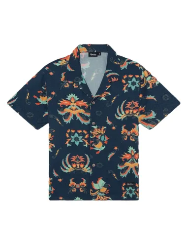 Camicia uomo bowling maniche corte in viscosa Traditional Batick a fantasia sh942-cc Dolly Noire