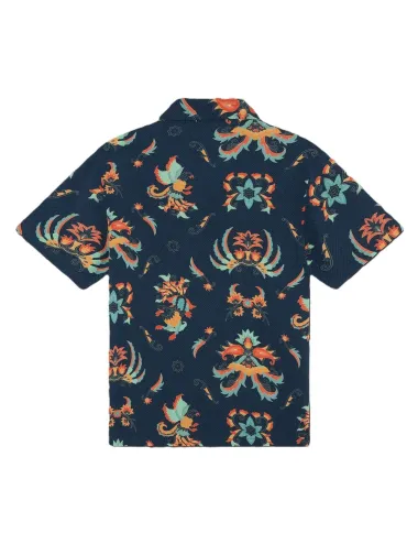 Camicia uomo bowling maniche corte in viscosa Traditional Batick a fantasia sh942-cc Dolly Noire