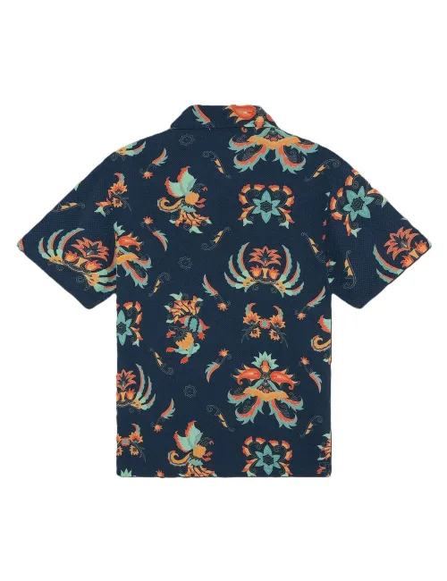 Camicia uomo bowling maniche corte in viscosa Traditional Batick a fantasia sh942-cc Dolly Noire
