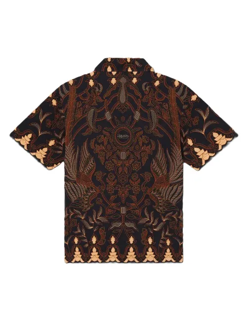 Camicia uomo bowling maniche corte in viscosa Nomadic Batick sh943-cc Dolly Noire