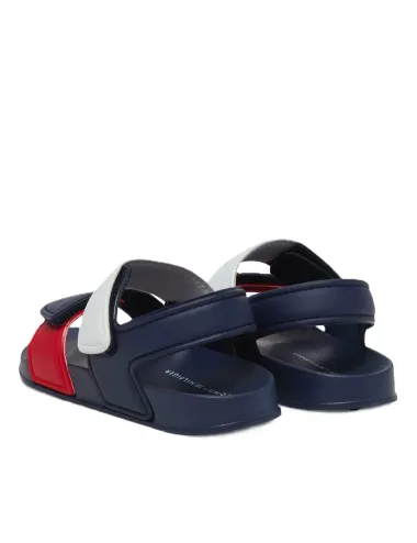 Sandali bambino in ecopelle con strappi e dettaglio bandiera T1X2-33913-1172 Tommy Hilfiger
