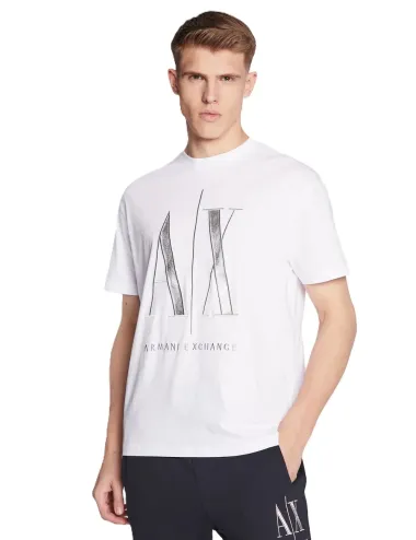T-shirt uomo girocollo in cotone maxi logo a contrasto 8NZTPQZJH4Z A|X Armani Exchange