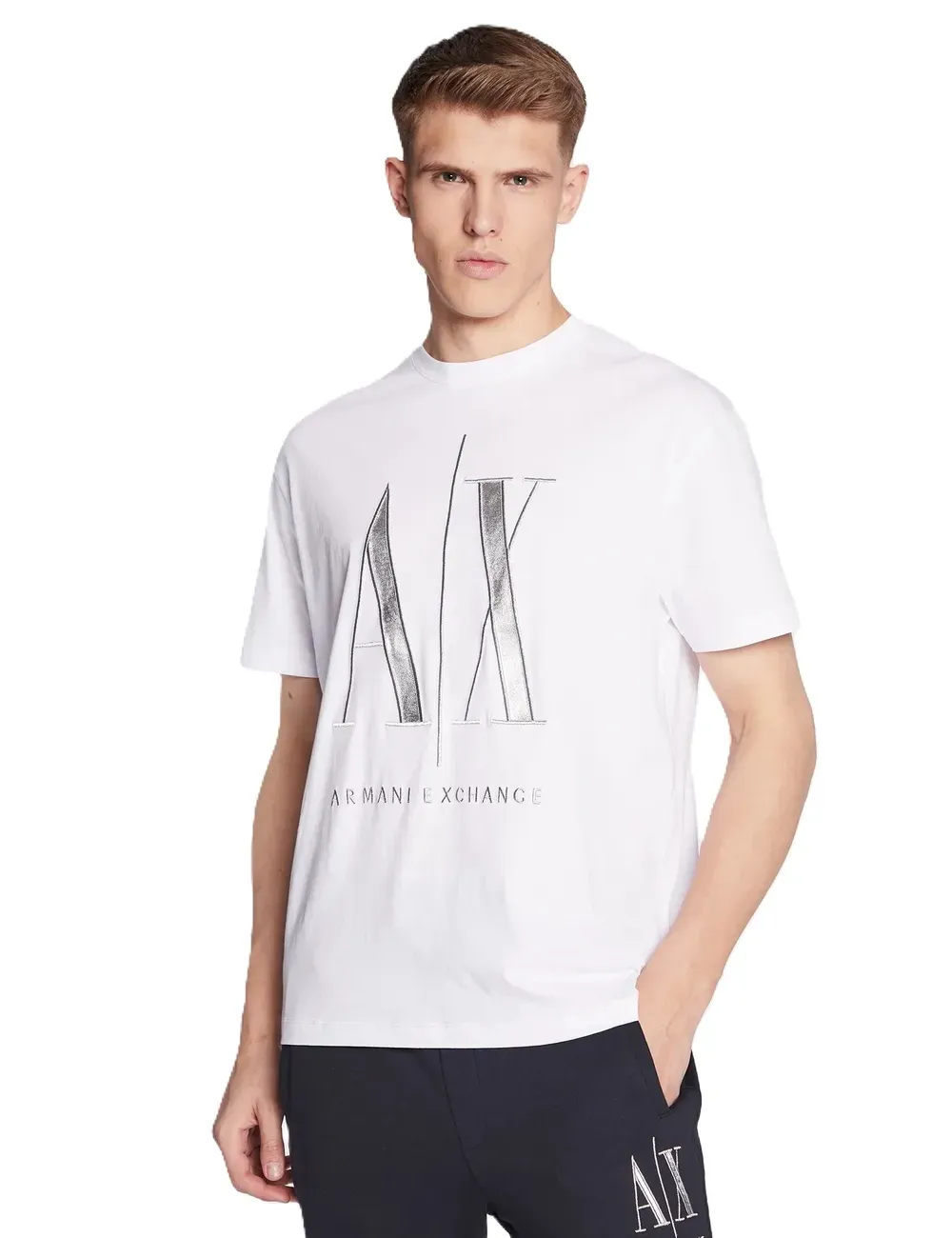 T-shirt uomo girocollo in cotone maxi logo a contrasto 8NZTPQZJH4Z A|X Armani Exchange