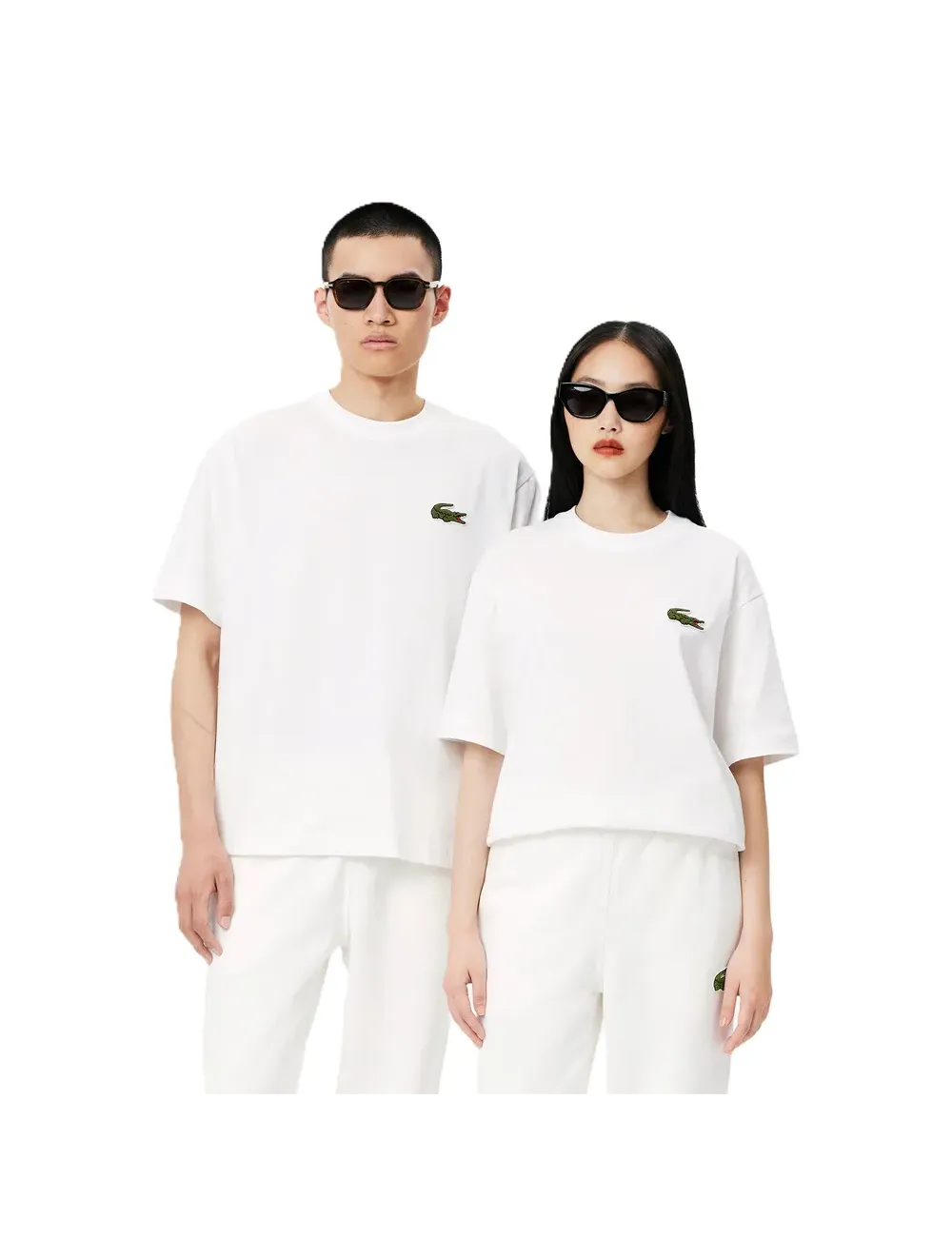 T-shirt unisex in cotone pesante loose fit e logo maxi TH2745 Lacoste
