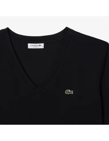 T-shirt donna in jersey di cotone scollo a V relaxed fit TF7300 Lacoste