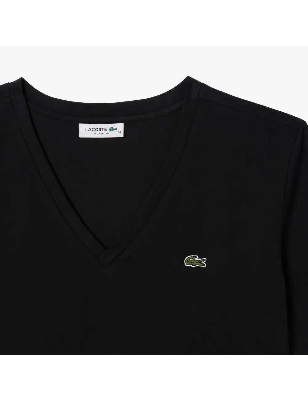 T-shirt donna in jersey di cotone scollo a V relaxed fit TF7300 Lacoste