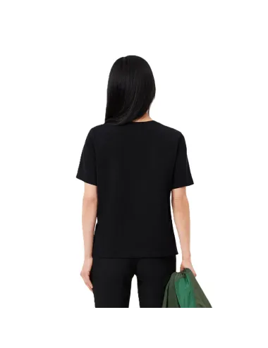 T-shirt donna in jersey di cotone scollo a V relaxed fit TF7300 Lacoste
