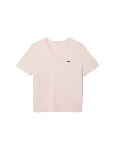T-shirt donna in jersey di cotone scollo a V relaxed fit TF7300 Lacoste