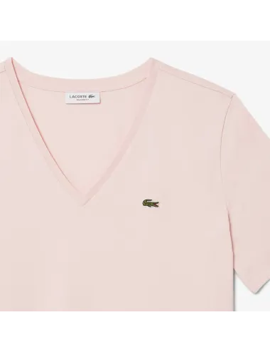 T-shirt donna in jersey di cotone scollo a V relaxed fit TF7300 Lacoste