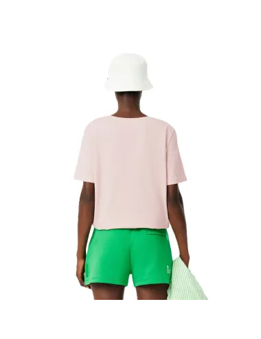 T-shirt donna in jersey di cotone scollo a V relaxed fit TF7300 Lacoste