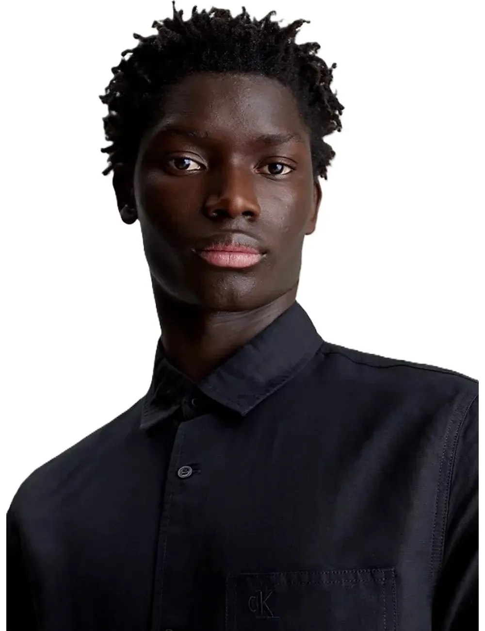 Camicia uomo a maniche lunghe in misto lino con tasca sul petto J30J325172 Calvin Klein